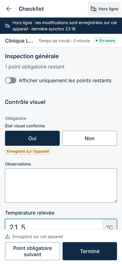 Une checklist d’intervention dans l’application technicien Actireq