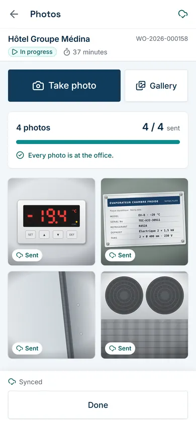 Photos taken during the job.